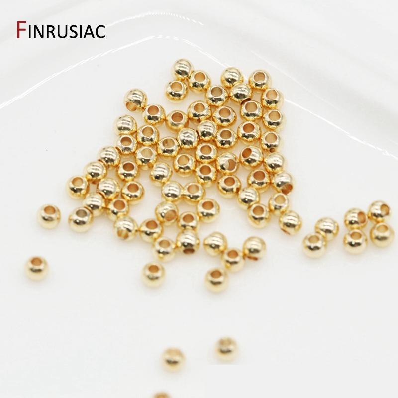 

14K Gold Plated Round Spacer Beads For Jewelry Making DIY Making Bracelet Necklace Ball Beads Wholesale 2mm-100pcs