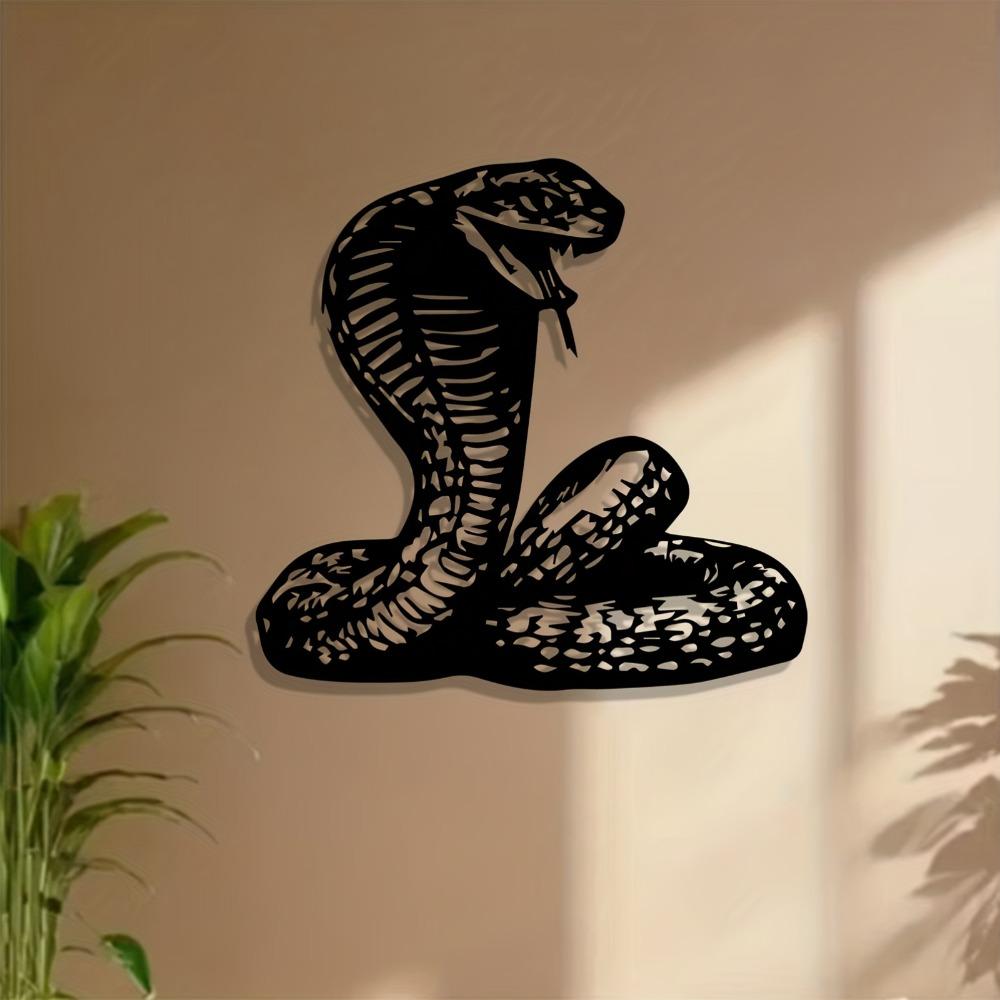 One Piece Cobra Metal Wall Art, Snake Statue Mural, Halloween New Year Gift, Rust Resistant Outdoor Fence Indoor Decoration