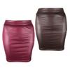 Women Mini Skirt Solid Color High Waist Slim Fit Skinny Matte Faux Leather Cozy Commuter Bodycon Skirt Streetwear