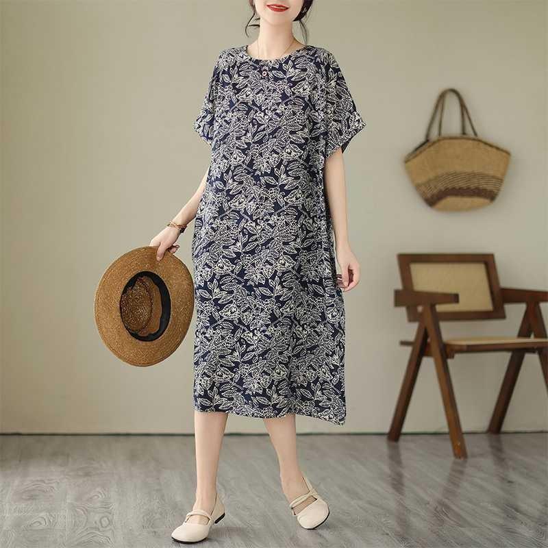 Navy Knee-length Mid-length Mom Temperament Dresses