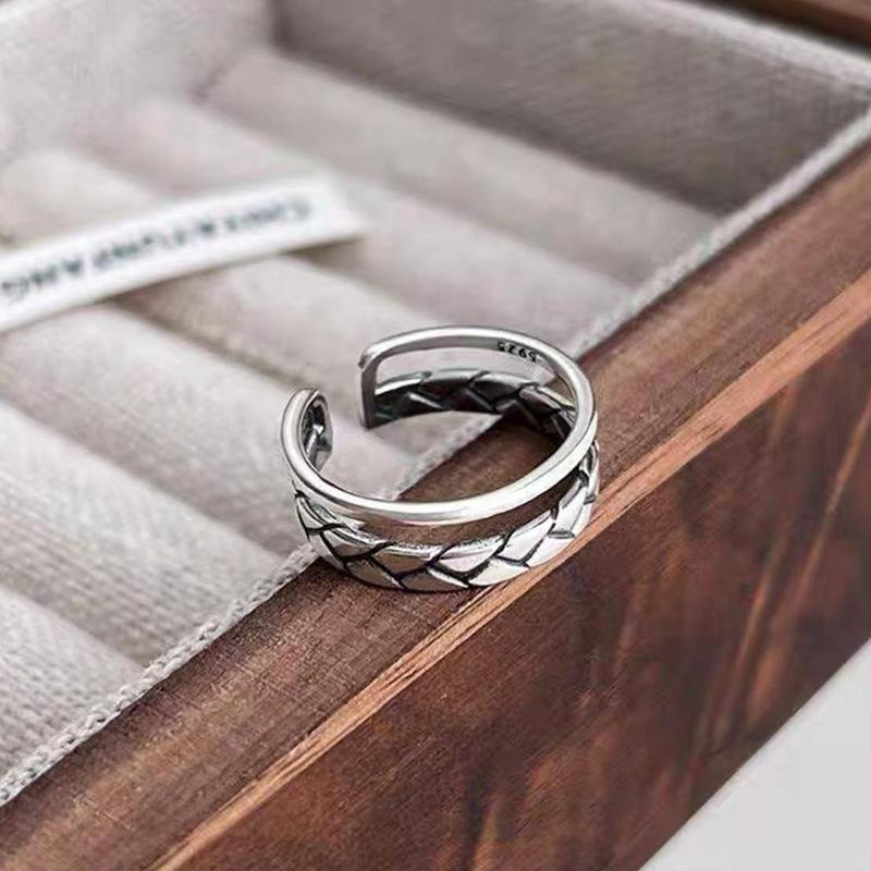 Adjustable Sophisticated Womens Open Ring Vintage Copper Design With Unique Geometric Style