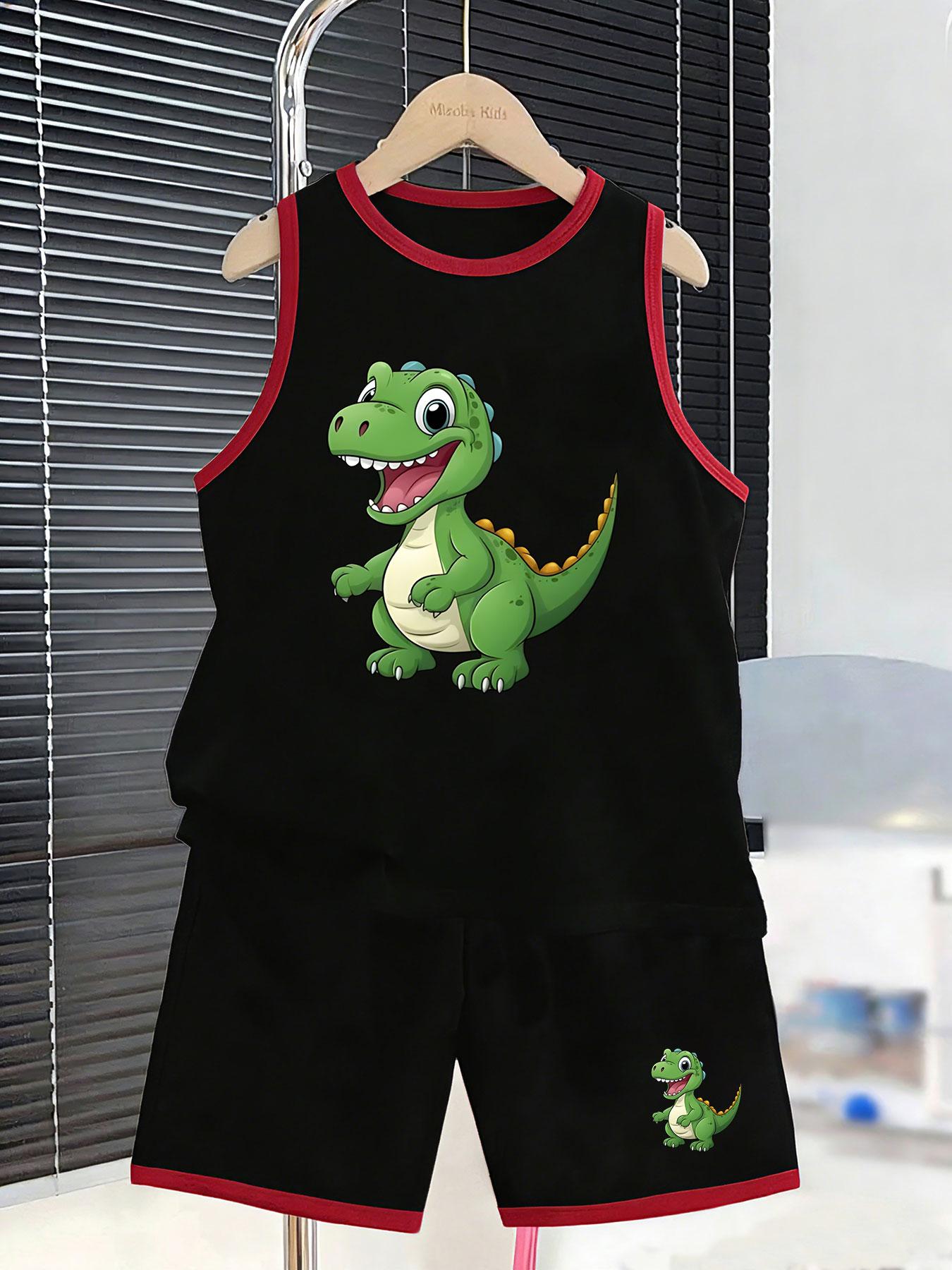 

Boys’ cute T-Rex set. Adorable prints, breathable fabric, loose fit for playful summer wear. 2-3Y чёрный