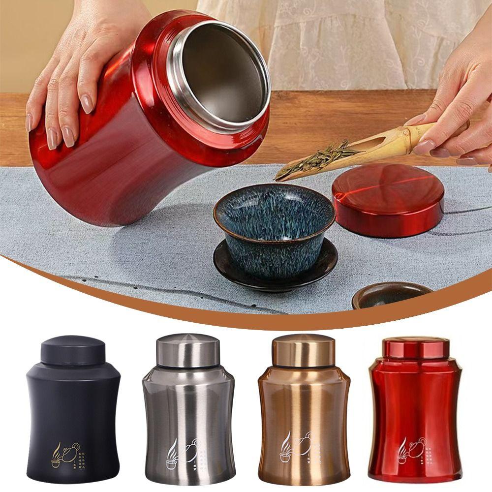Large Capacity Tea Tin Threaded Port Sealed Tea Can Portable Tea Jar for Home&Travel