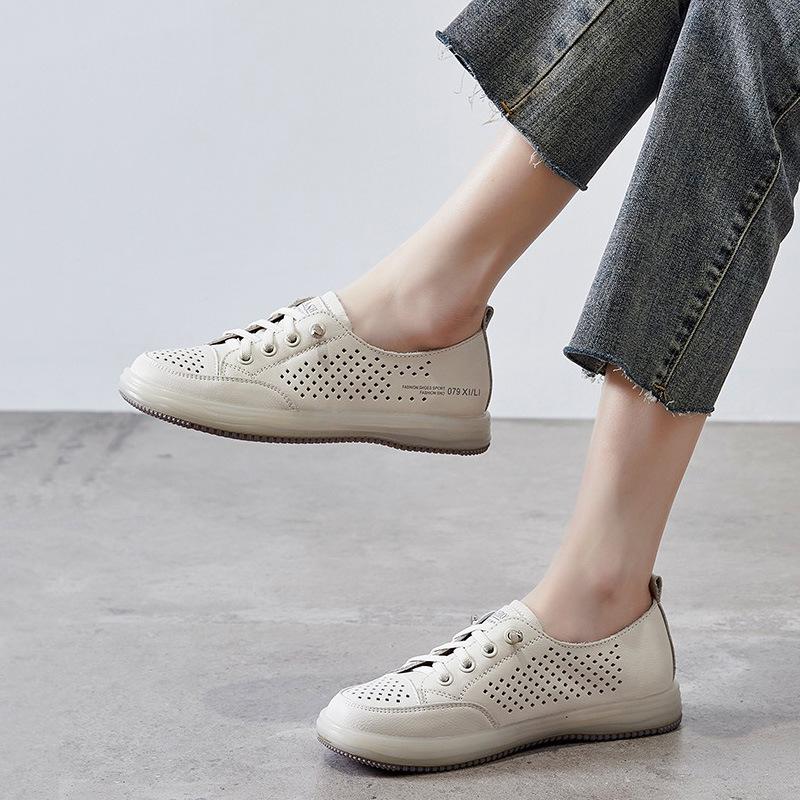 

Hollow and breathable little white shoes women s new summer thin soft-soled pregnant women one-pedal single shoes casual board shoes 41