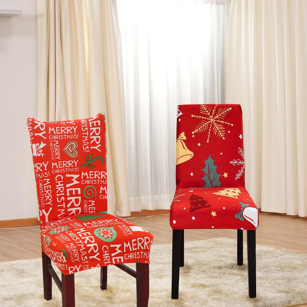 4pcs Chair Cover Christmas Gift Pattern Elastic Modern Simple Dining Chair Cover for Hotel Dining