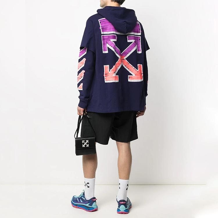 Off-White Ss21 Layered Hoodie Men Tops Purple OMBB051R21FLE0024632