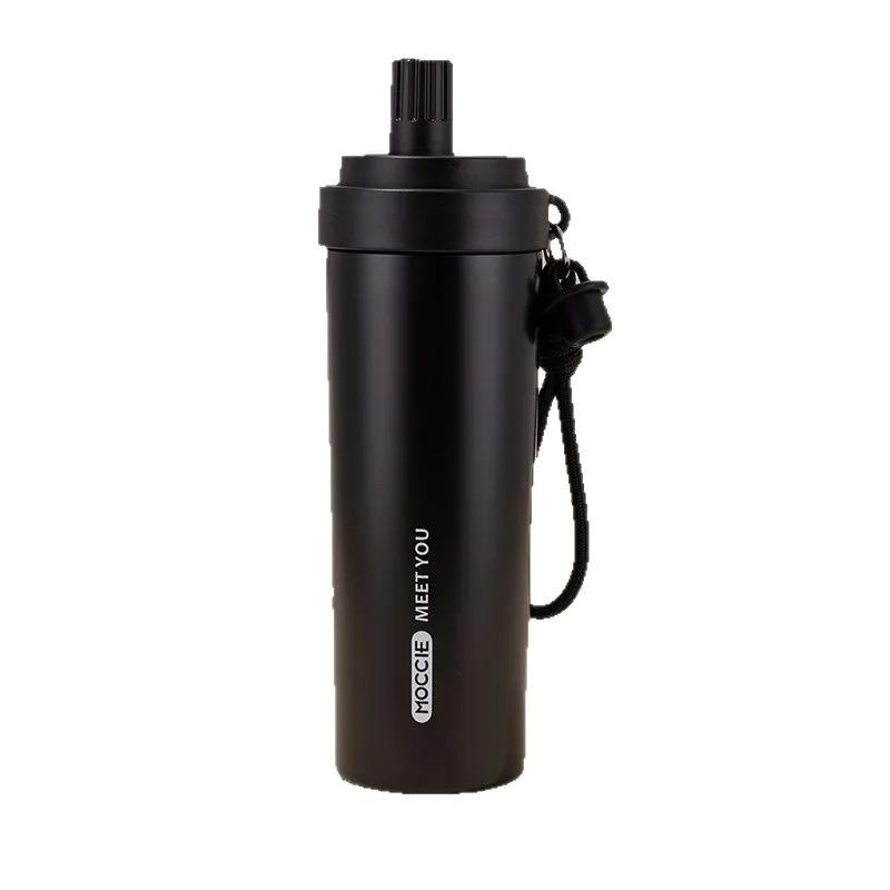 700ml Neue Isolierflasche aus Edelstahl mit großem Fassungsvermögen, tragbarer Trinkbecher mit Strohhalm für Männer und Frauen, Auto, Outdoor, Autobecher