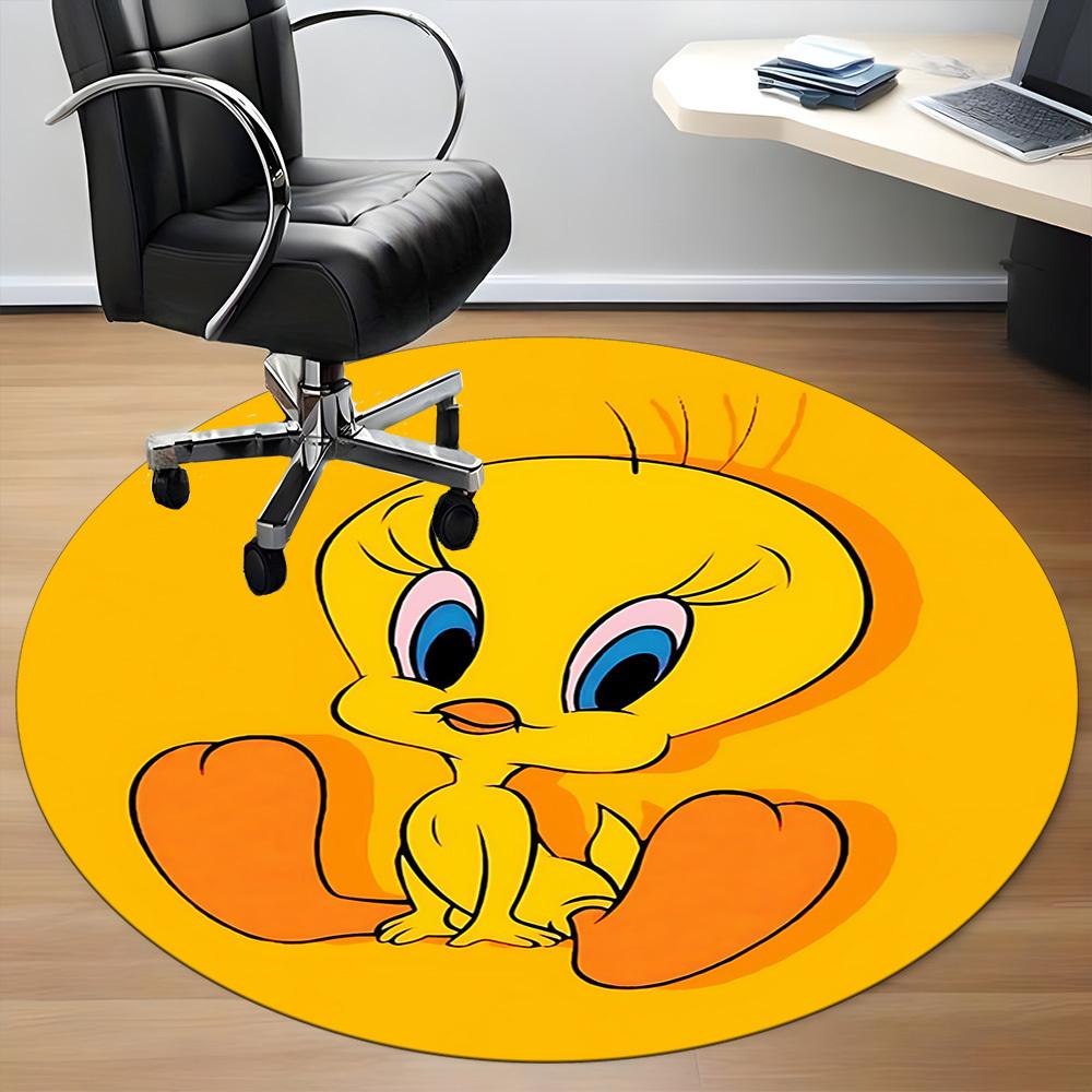 1pc Looney Tunes Tweety Bird Office Round Area Rug, Under Office Chairs Bedroom Living Room Home Decor A1022343