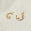 2 PCs Brass Galaxy Charms 18K Gold Plated Enamel Half Moon Pendants For DIY Neckalce Bracelet Jewelry Making 22mm x 17mm