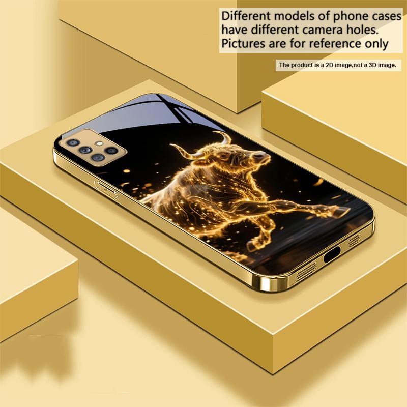 Golden Dragon Totem For Samsung A 31 32 A33 A34 35 14 A15 13 16 25 26 50 52 53 54 55 56 70 71 72 73 Golden Glass Phone Case