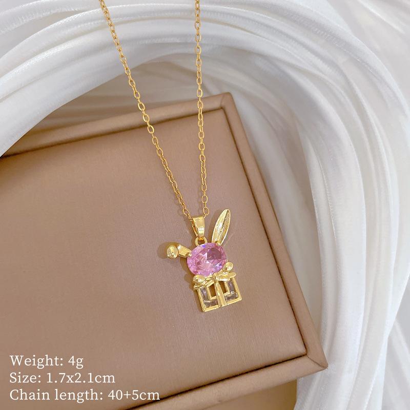 Foreign Trade Portrait Copper Micro-Inlaid Necklace Combination Female Real Gold Electroplated Exquisite Collarbone Chain