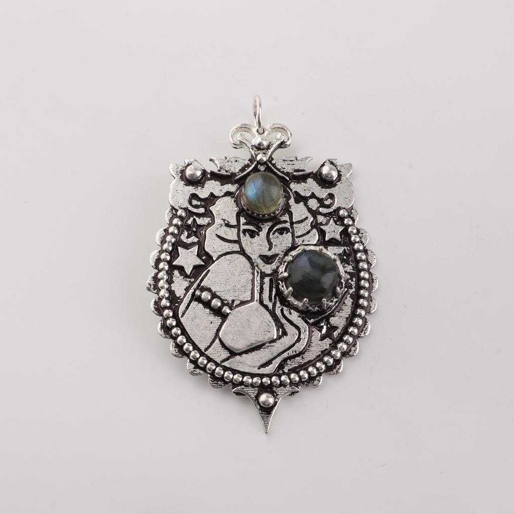 Natural Labradorite Gemstone 925 Sterling Silver Handmade Jewelry Pretty Necklace Pendant 1.9" For Women CP-44-32