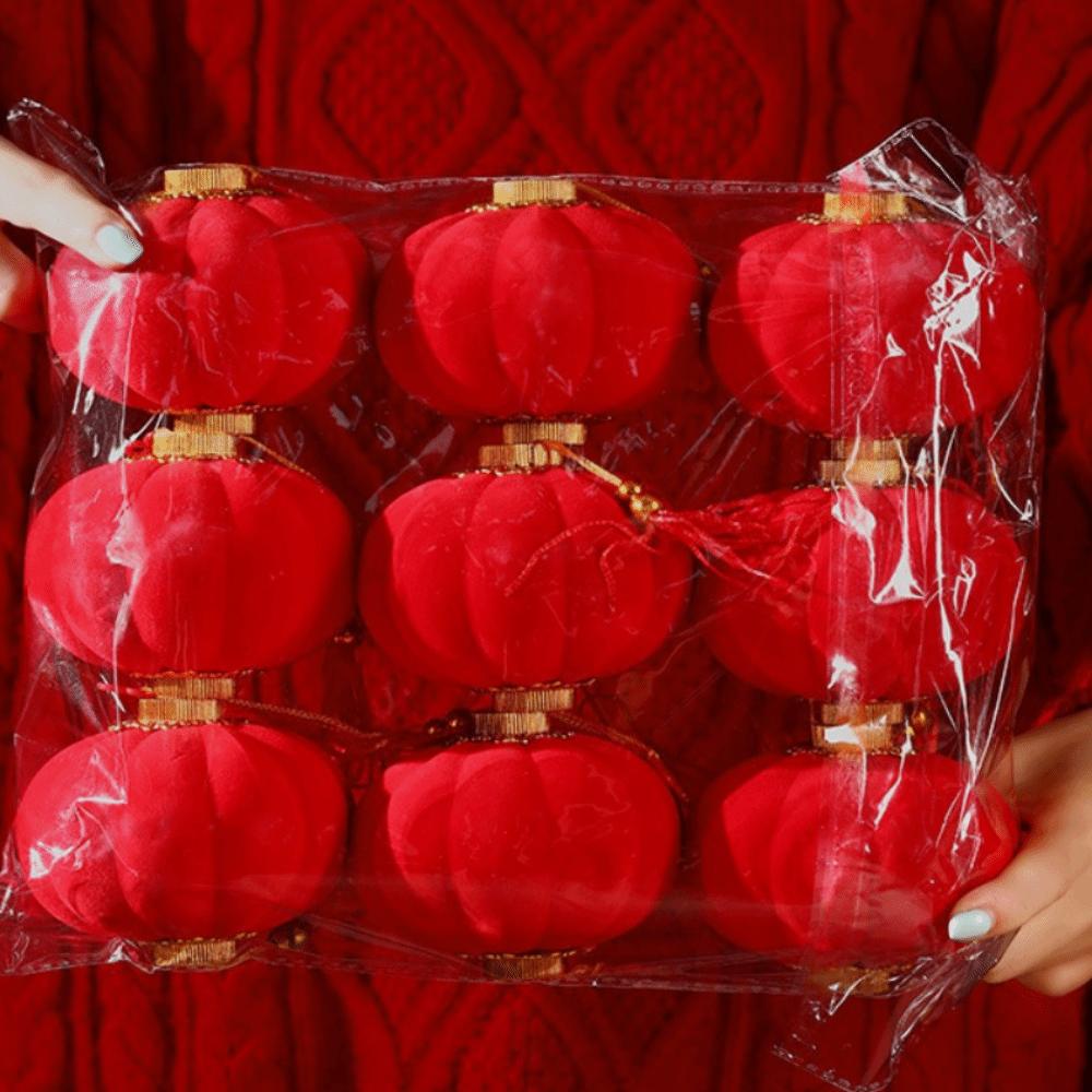 Red Color Chinese Red Lantern Plush Material Bonsai Pendant Decoration  Spring Festival
