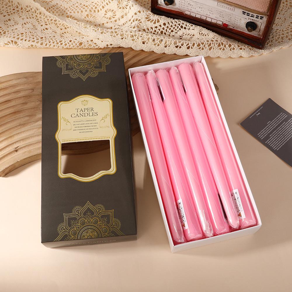 12-pack European Classic Colorful Long-stem Candles for Household Power Outage Emergency Taper-less Candles