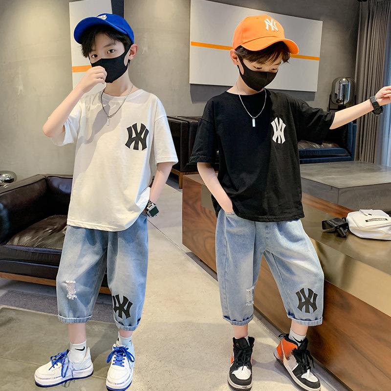 Boys' Handsome Suit 2025 Summer Children's Fashion Short Sleeve Two-piece Suit