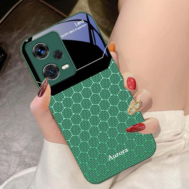 Sechseckiges Gitter aus Äpfeln für Xiaomi 14 Ultra 13 Lite Redmi Note 13 11 Pro 12 Plus Poco X6 3 Pro F4 6 GT Gehärtete Handyhülle