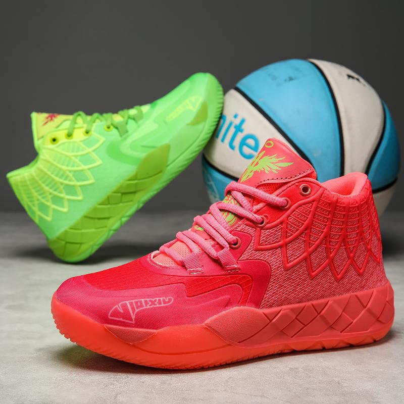 Zapatillas de Baloncesto Versátiles de Caña Alta: Moda, Resistente al Desgaste, Absorbe Impactos, Colores Combinados.