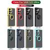 Anti-theft Acrylic Phone Case For Samsung Galaxy S26 Ultra S25 Edge S24 S23 FE S22 Plus Metal Magnetic Ring Stand Back Cover