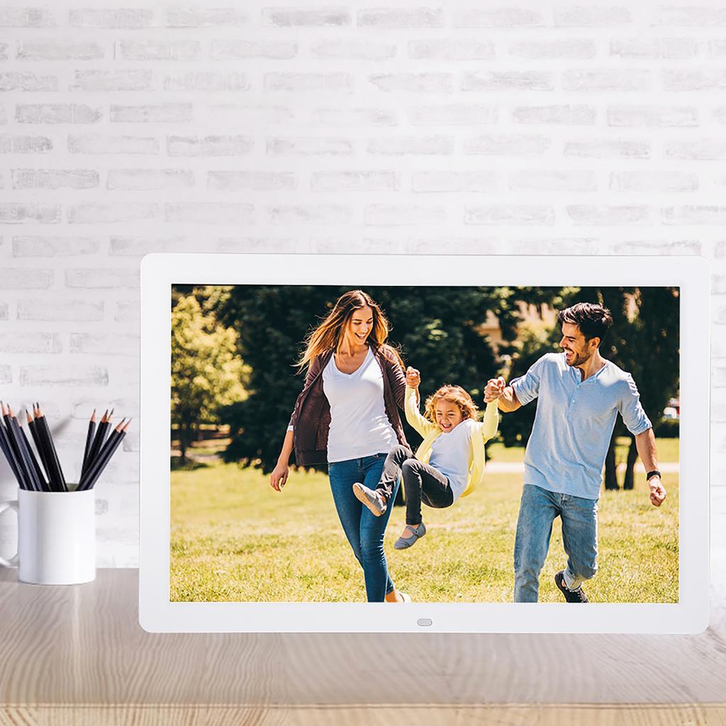 17Inch 1440*900HD Digital Photo Picture Frame Alarm Clock Player Album Remote Control White