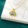 Trendy Hollow Tassel Clavicle Chain Blue and White Ruyi Lock Temperament Jewelry Necklace Pendant