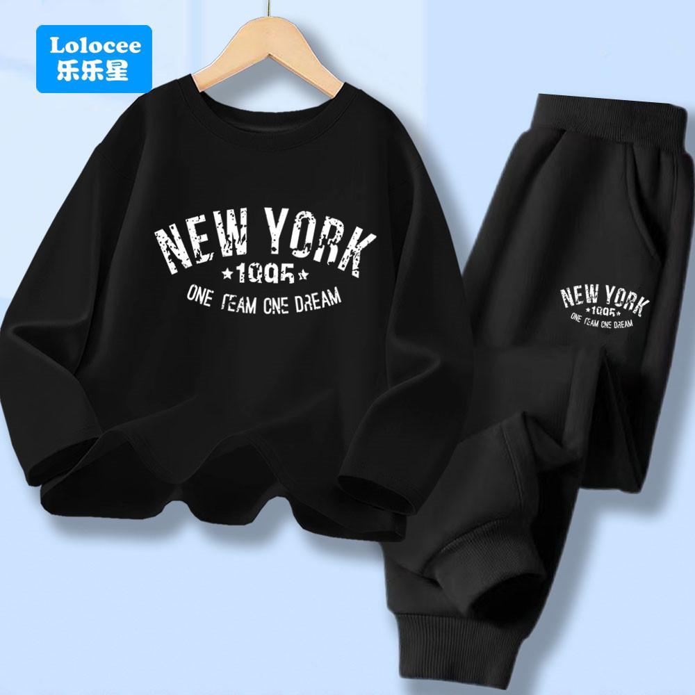Boys Autumn Spring Clothes Sets New York City Letter Print T-shirt and Pants 2pcs Outfit Long Sleeve Tracksuits
