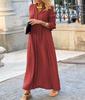 2025 European & American V-Neck Solid Color Long Sleeve Casual Dress for Autumn/Winter