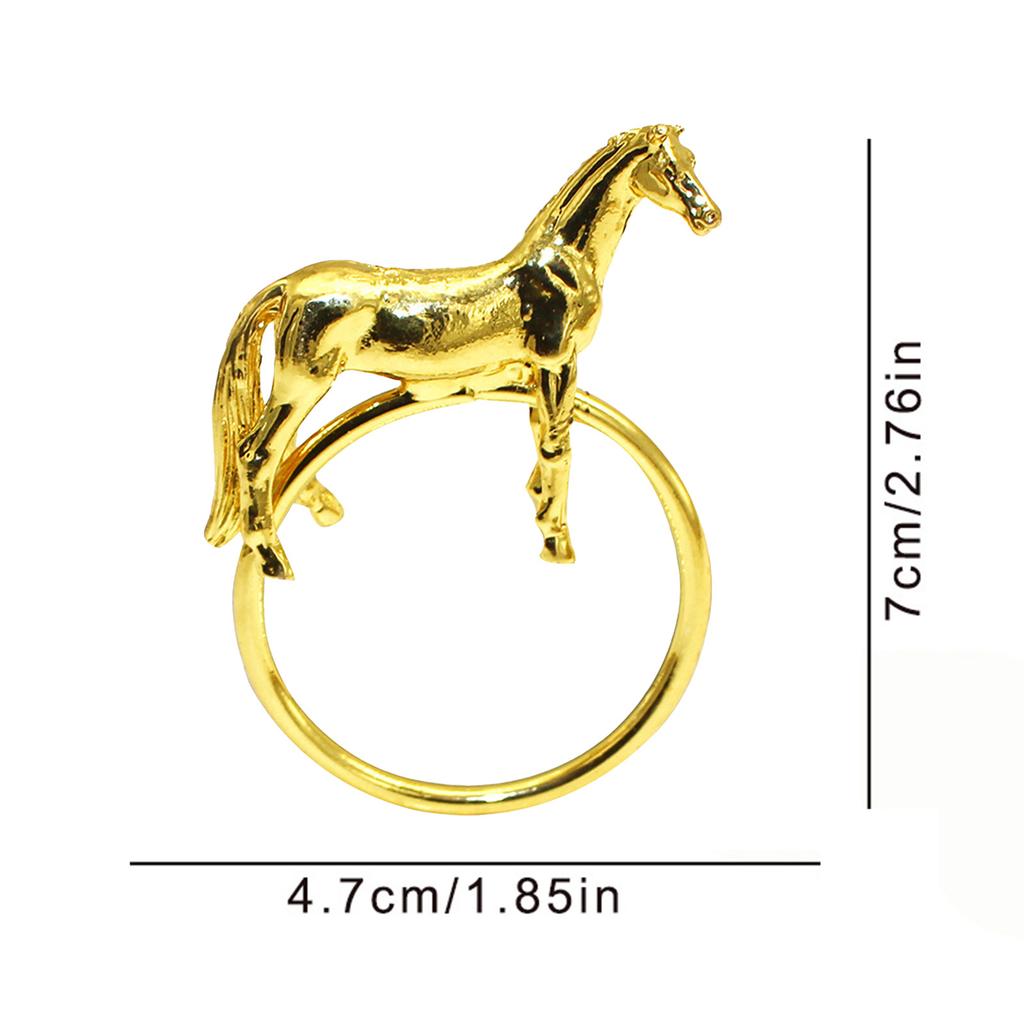 12Pcs Standing Horse Shape Napkin Ring Animal Napkin Ring Holders for Christmas Thanksgiving Banquet Decor