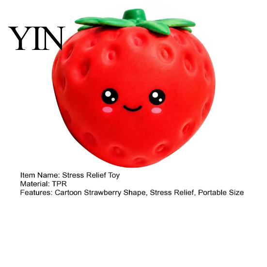 Reusable Stress Ball Cartoon Strawberry Relief Toy, Giant Squeeze Fake Anxiety Toy Fruit Sensory Fidget for Home Office School Durable Reliever