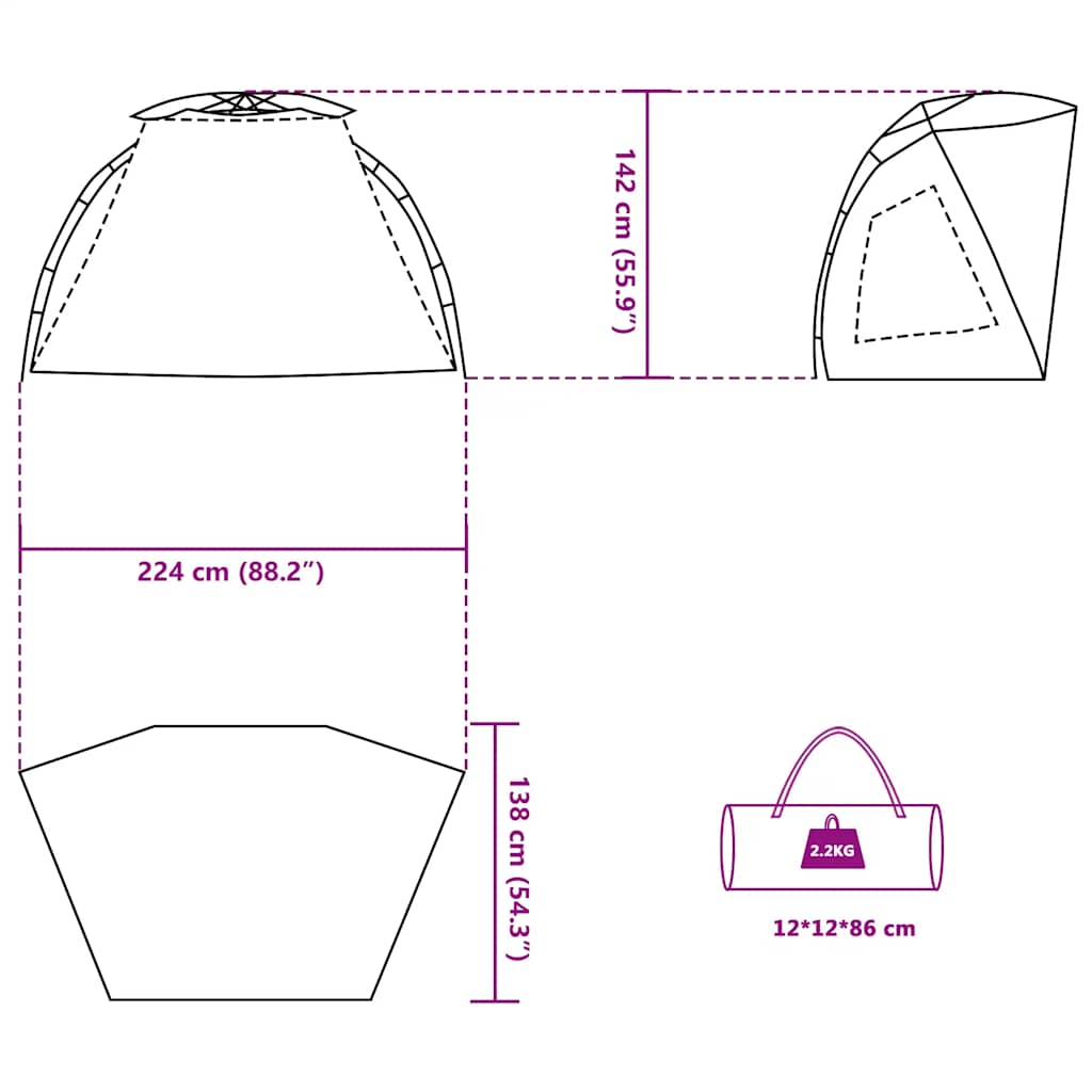 Beach Tent for 2 Persons Gray Quick Release Waterproof