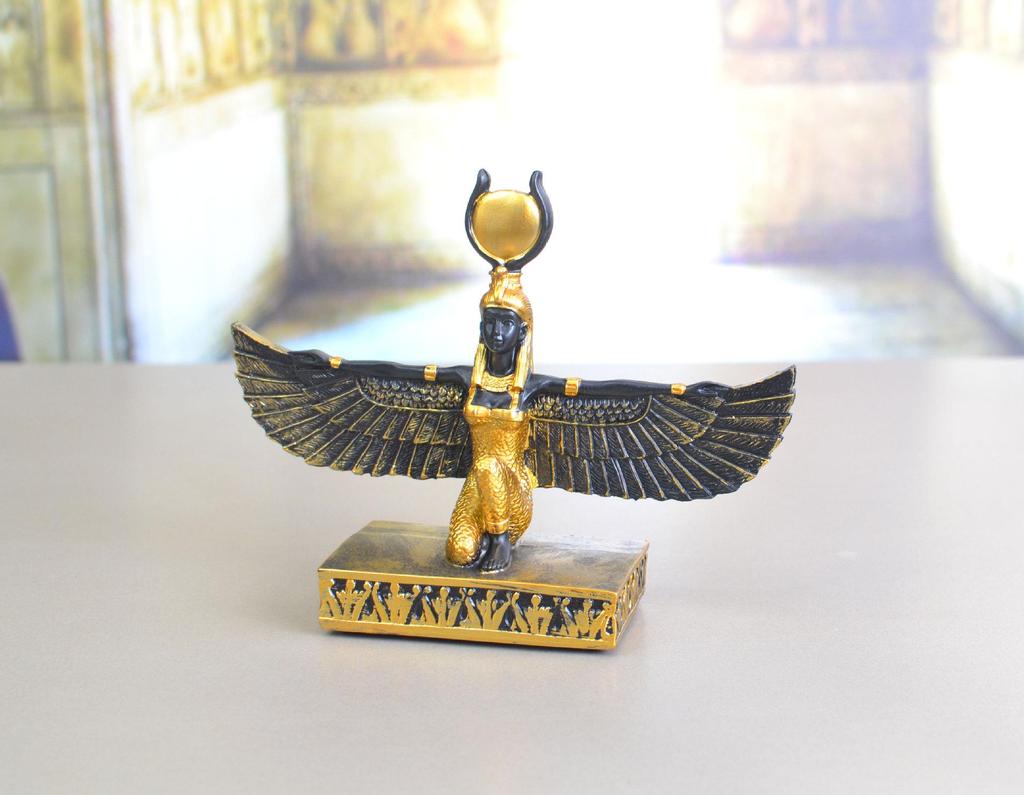 Egyptian Winged Earth Goddess Resin Figurine for Home, Club, Museum, or Hotel Décor