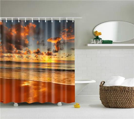 Beautiful Scenic Forest Mountain Shower Curtains Fabric Waterproof Polyester Bathroom Curtain For Bath With Hooks 180X180Cm