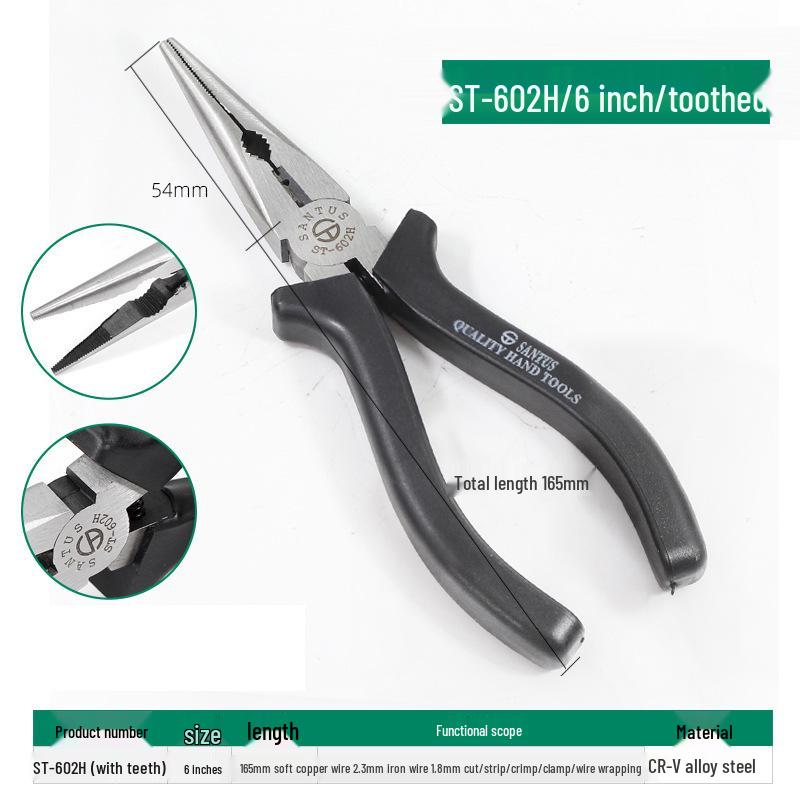 ST-616A Multifunctional 6" Needle-nose Pliers – Electrician & Mini Pointed Pliers 616H