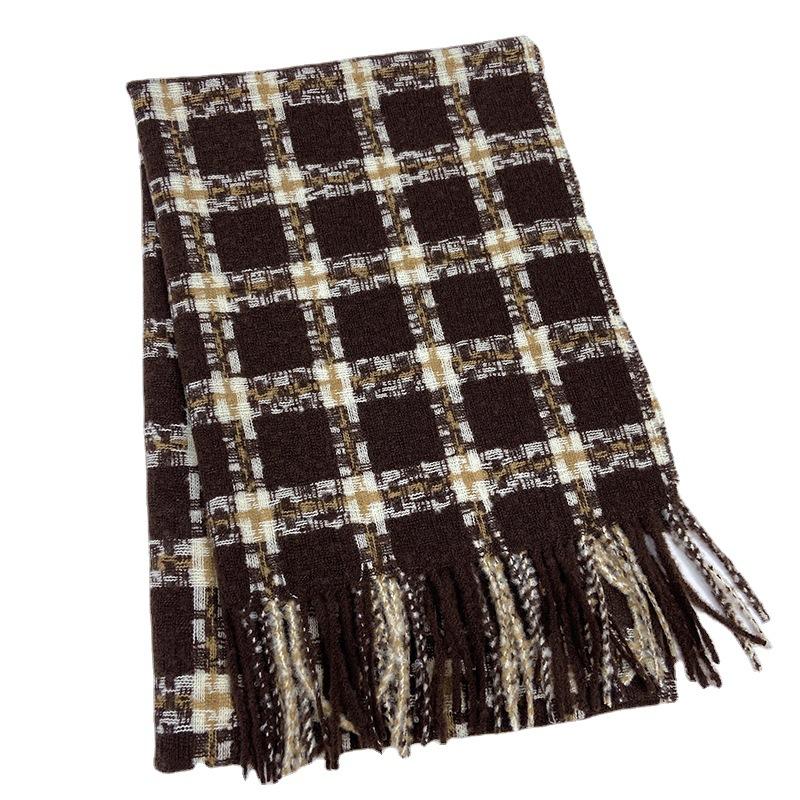 Autumn and Winter Plaid Scarf Women's 1116 New Korean Version Student Imitation Cashmere Warm Scarf Men's Fashion Shawl Wholesale