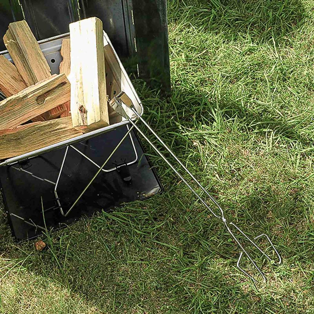 Outdoor Stainless Steel BBQ Tongs 55cm Extended Handle Firewood Charcoal Clip Trash Picker Fire
