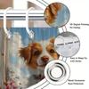 Large Waterproof Dog Floral Bathroom Shower Curtain Cute Puppy Cottagecore Style Farmhouse Pet Decorative Liner