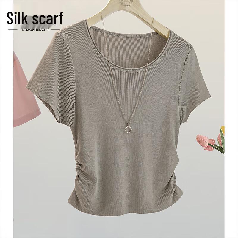 Women s Slim Fit Short Sleeve Knit Top One Size