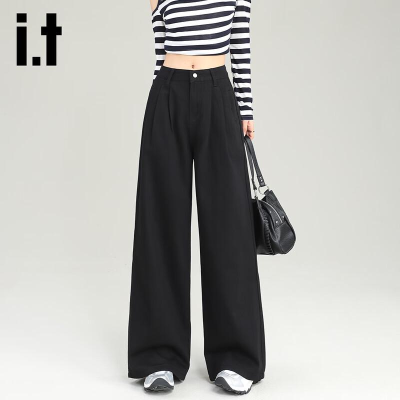 

izzue it Women s High-Waist Wide-Leg Washed Denim Jeans S