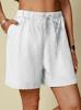 Pantaloncini Casual da Donna 2024 in Cotone e Lino con Vita Elastica e Coulisse
