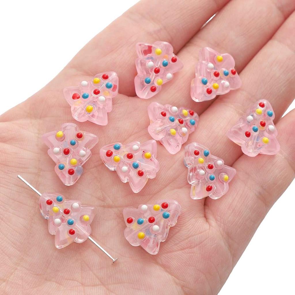 [15X16mm] Hand-painted Christmas Tree Beads Glass Christmas Tree Beads DIY Handmade Christmas Jewellery Accessories 1pc
