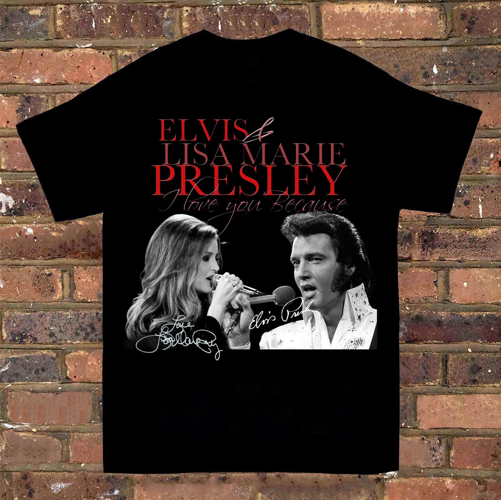 26 Rare Elvis and Lisa Marie Presley Cotton Black S-2345XL Unisex T-Shirt TMB240 Unisex T-Shirt XXXL