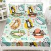 Cute Cartoon Kitten Pattern Mattress Three-Piece Digital Printing Bedding Set Adult Children