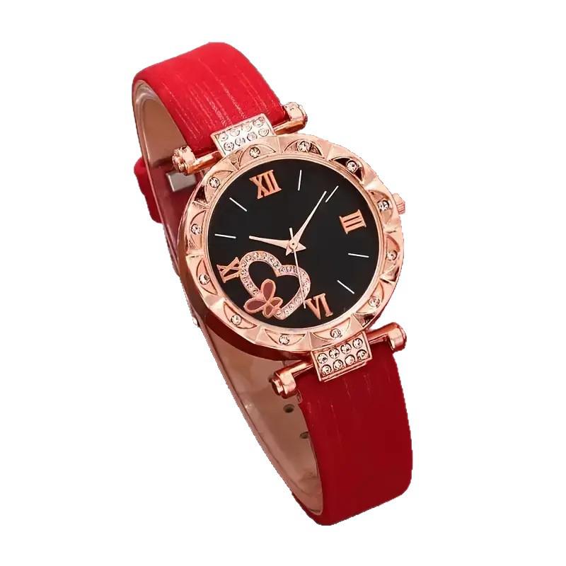 Elegant Women's 5-Piece Watch & Jewelry Gift Set: Quartz Watch, Necklace, Ring, Earrings