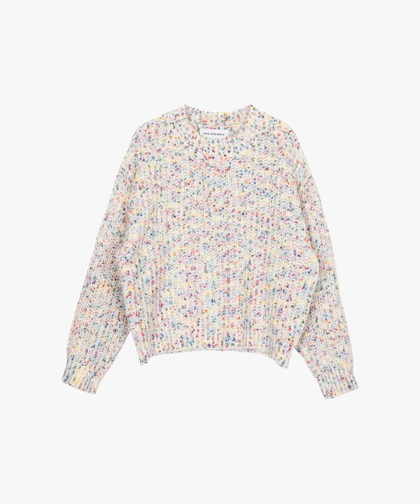 PINK PINEAPPLE Snowflake Popcorn Sweater_White