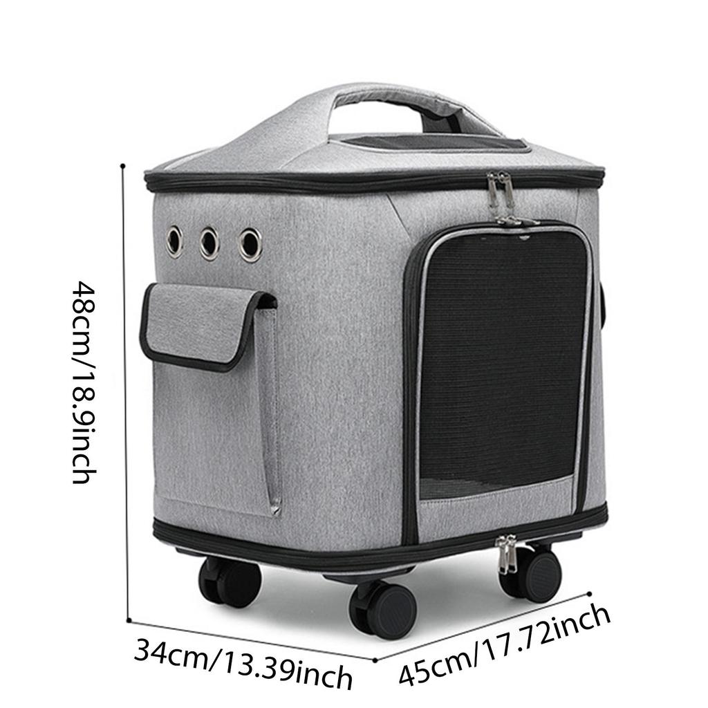 Rolling Cat Carrier Pet Rolling Carrier Retractable Handle Breathable Carrying Bag Trolley Case Handbag for Small Dogs,