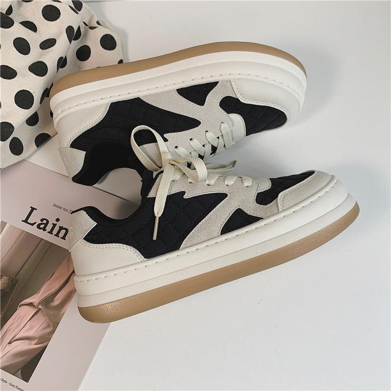 

Дизайнерская обувь для женщин Зимние кроссовки для скейтбординга Белые туфли на танкетке Вулканизированная обувь Новая мода Весна Комфортная женская обувь на платформе 35 чёрный