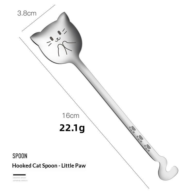 Stainless Steel Cute Cat Spoon Food Grade Cartoon Design For Stirring Coffee Tea Dessert Daily Use