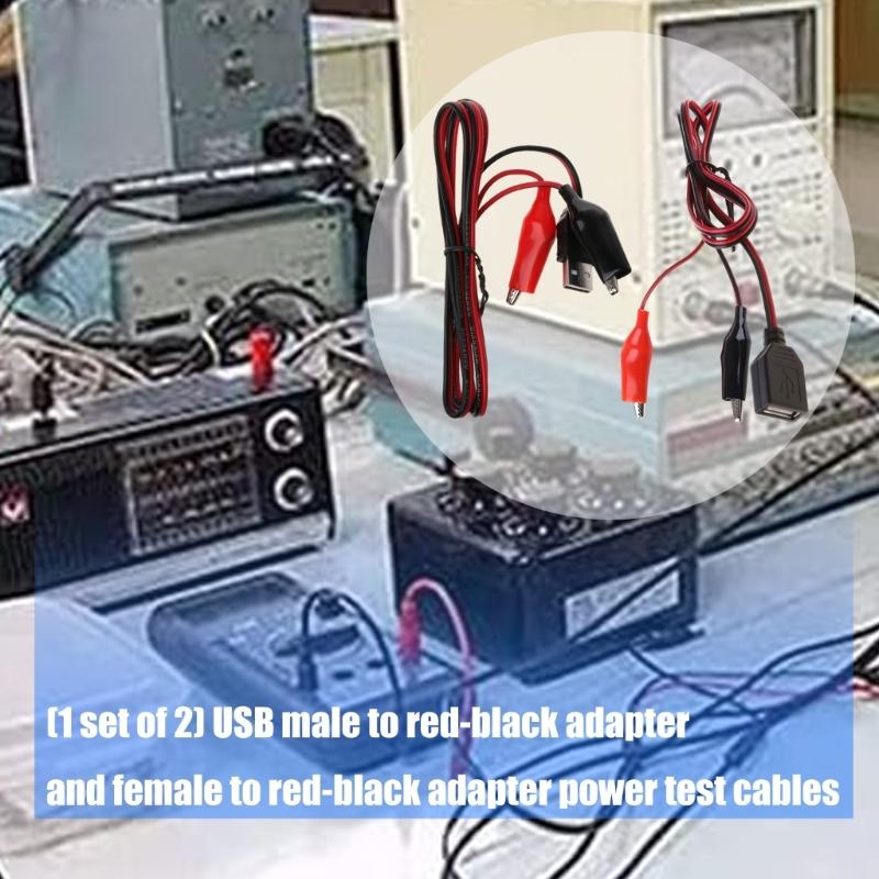 Copper USB Alligators Clip Test Leads with 5V Power Supply USB to Crocodiles Clip for Devices Charging & DIY Projects