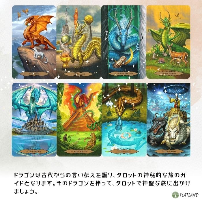 Tarot draků Tarot, Návod na čtení Tarotu, Včetně japonského návodu k použití, Autentické tarotové karty, 78 draků