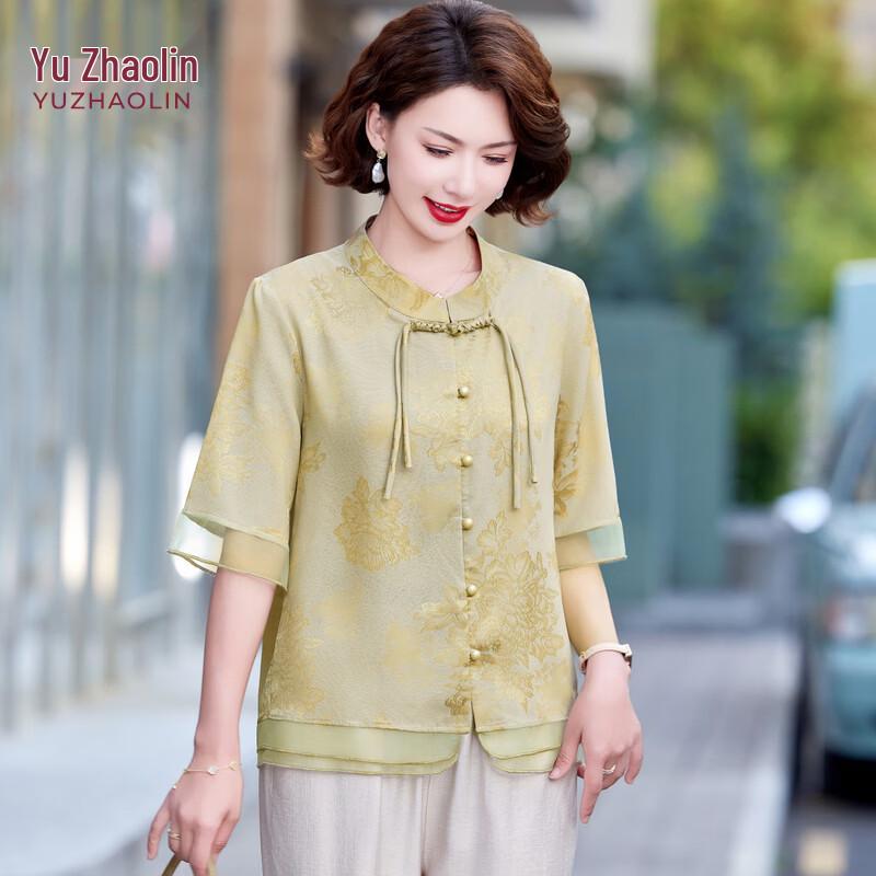 YUZHAOLIN Women s New Chinese Style Printed Summer Shirt 3XL
