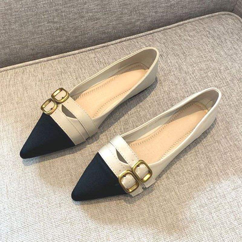 Xiaoxiangfeng Pointed-toed Flat-soled Ladyshoes Women's 2025 Spring New French Temperament Versatile Doudou Shoes Shallow Soft-soled Single Shoes